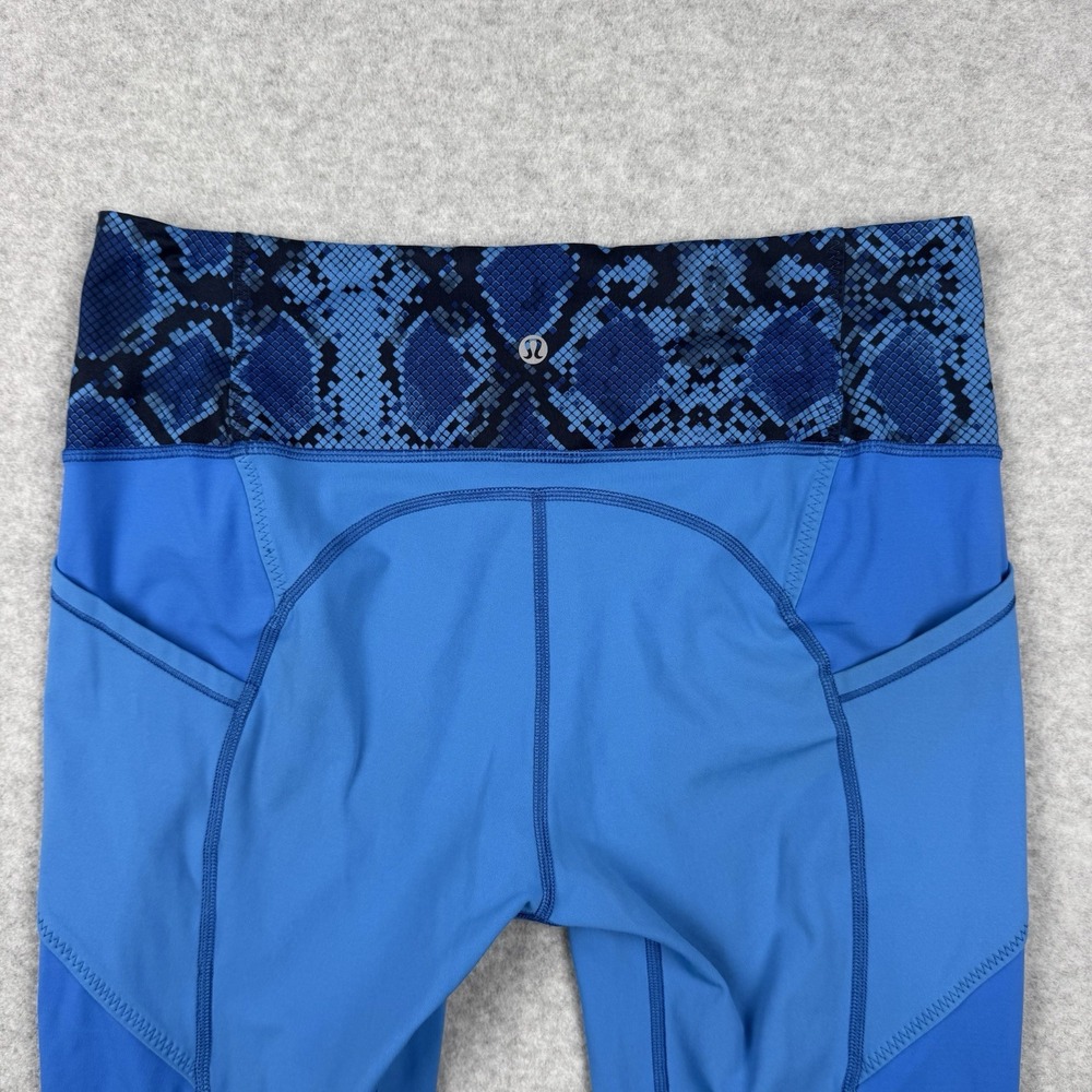 Lululemon Leggings Sz 12 All The Right Places Crop Pipe Dream Blue ziggy Snake